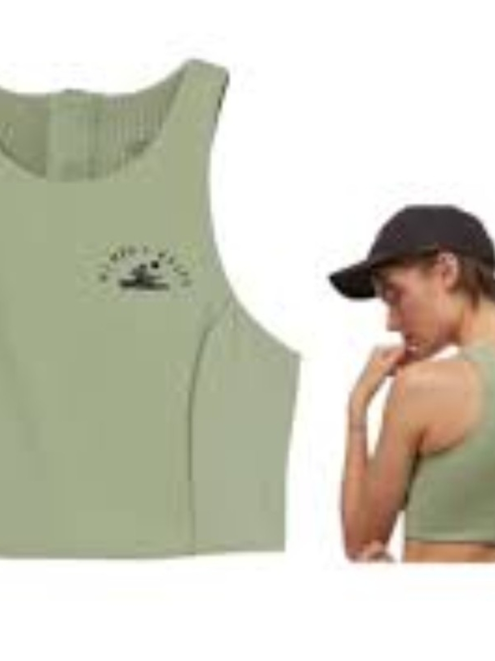 H&M Ribbed Crop Tank - Light Sage Green